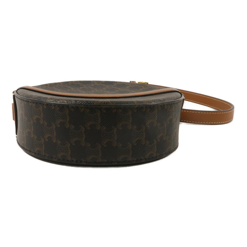 CELINE 塗層帆布/牛皮皮革Round Purse On Strap肩背袋-3
