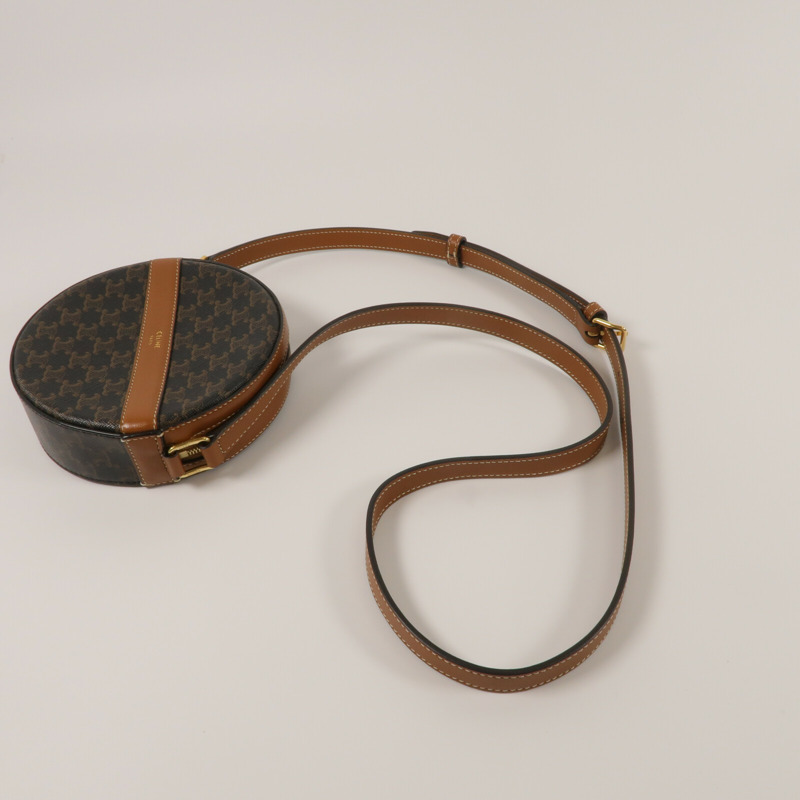 CELINE 塗層帆布/牛皮皮革Round Purse On Strap肩背袋-7