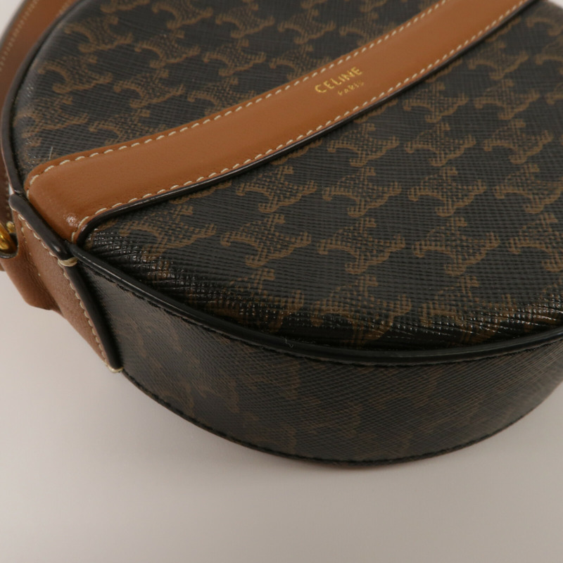 CELINE 塗層帆布/牛皮皮革Round Purse On Strap肩背袋-9
