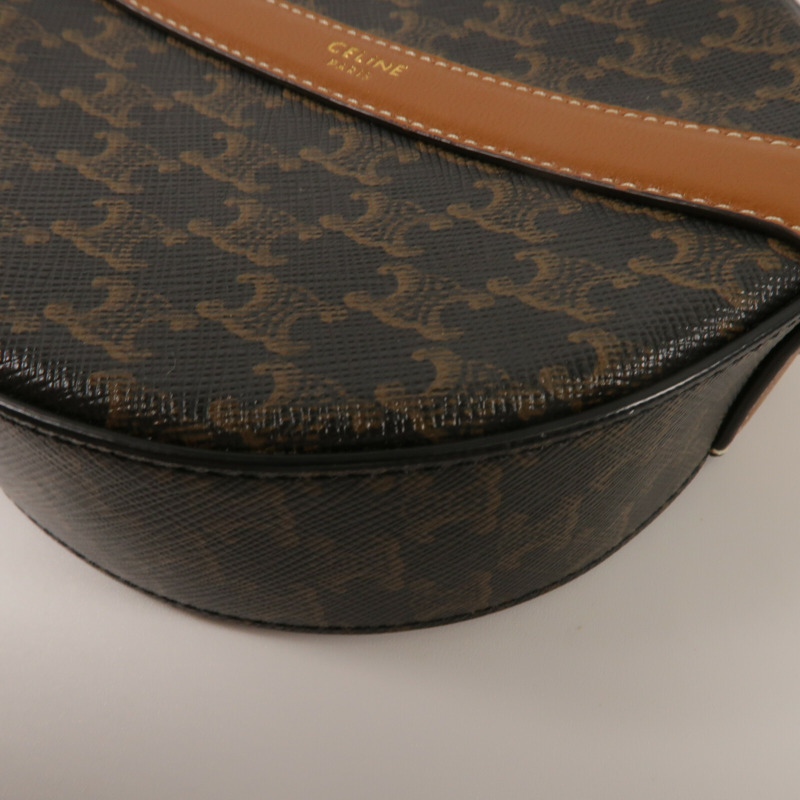 CELINE 塗層帆布/牛皮皮革Round Purse On Strap肩背袋-10