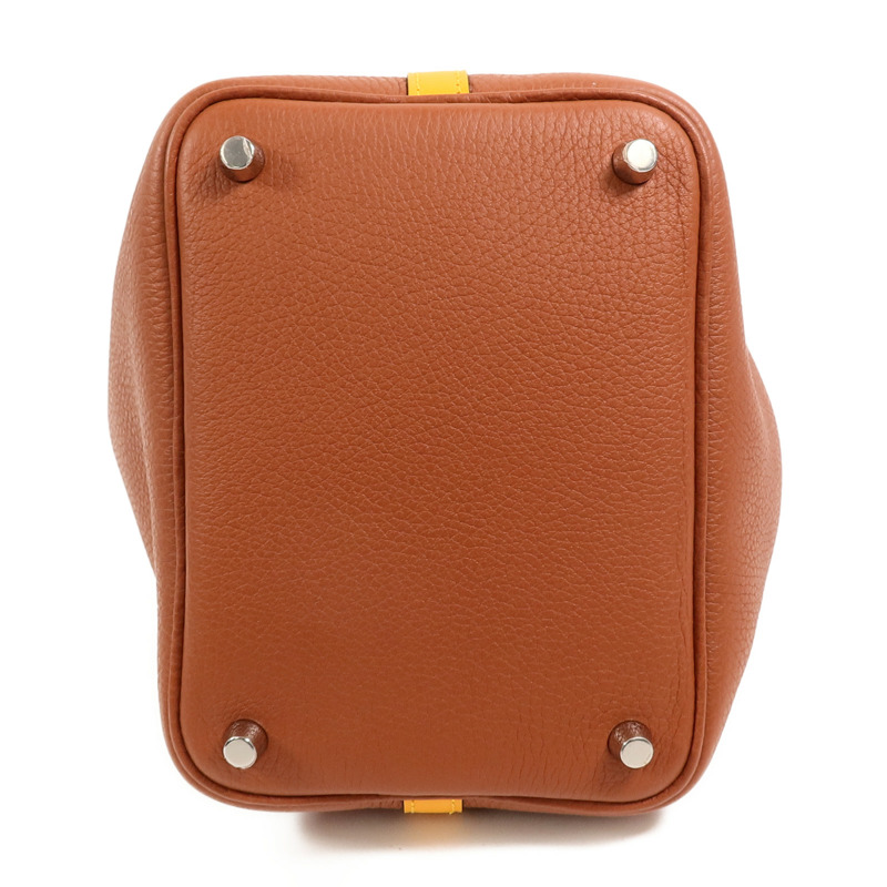 HERMES Clemence皮革Picotin PM手挽袋Cuivre/Jaune d'Or-3