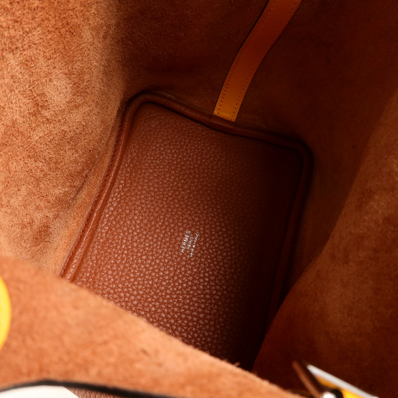 HERMES Clemence皮革Picotin PM手挽袋Cuivre/Jaune d'Or-4