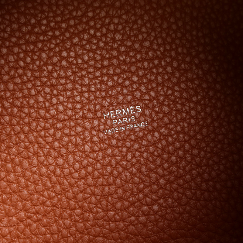 HERMES Clemence皮革Picotin PM手挽袋Cuivre/Jaune d'Or-5
