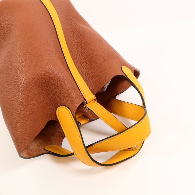 HERMES Clemence皮革Picotin PM手挽袋Cuivre/Jaune d'Or-7