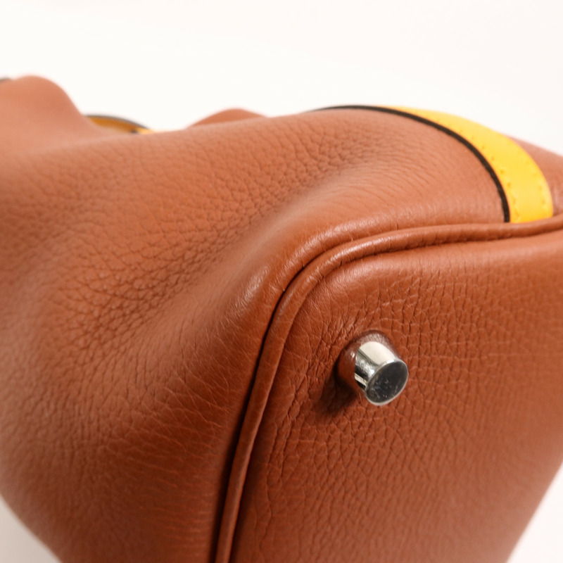 HERMES Clemence皮革Picotin PM手挽袋Cuivre/Jaune d'Or-13