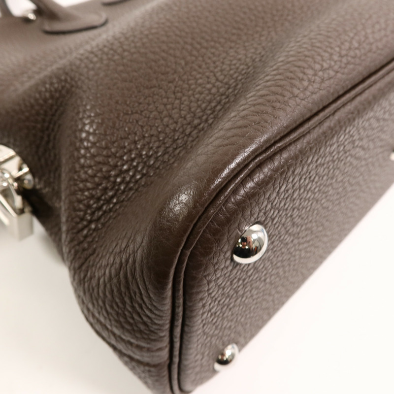 HERMES Togo皮革Bolide 31手挽肩背兩用袋Chocolat-14