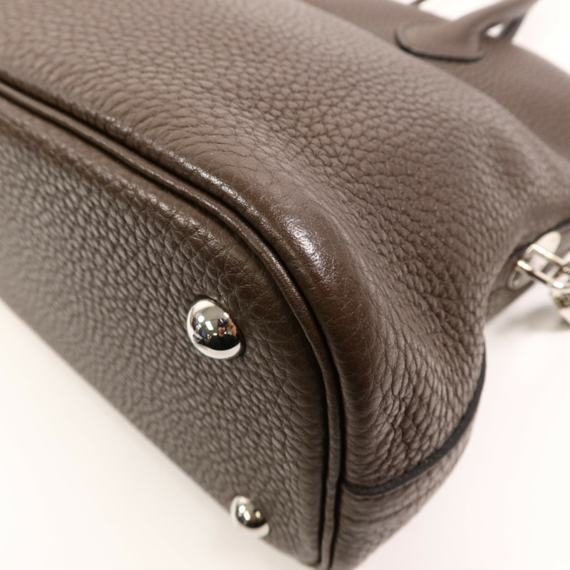 HERMES Togo皮革Bolide 31手挽肩背兩用袋Chocolat-15
