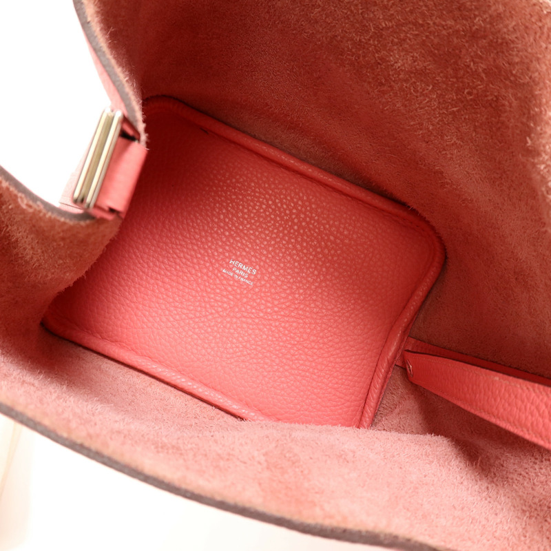 HERMES Clemence皮革Picotin PM手挽袋Rose Lipstick-4