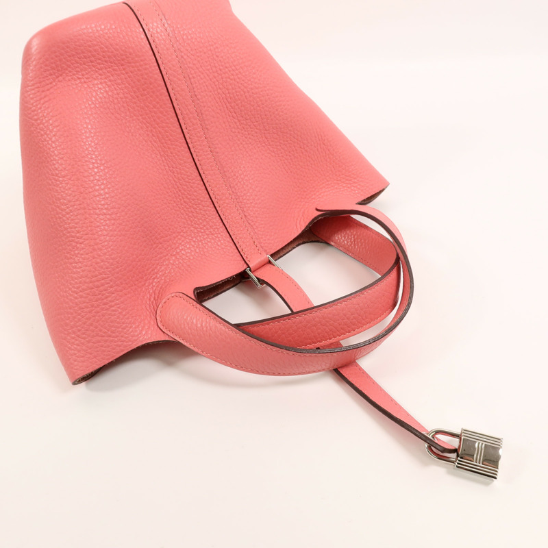HERMES Clemence皮革Picotin PM手挽袋Rose Lipstick-7