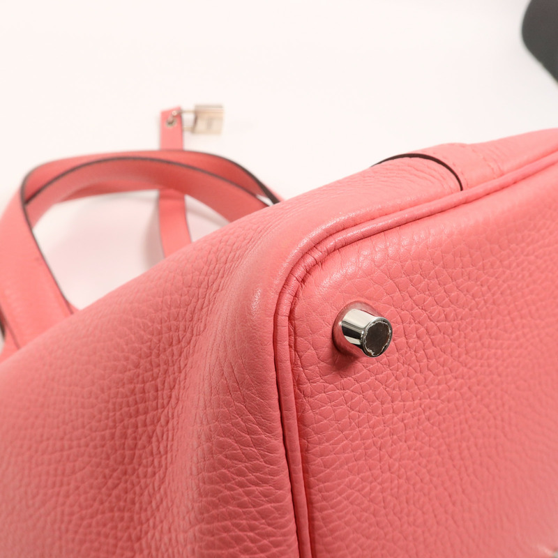 HERMES Clemence皮革Picotin PM手挽袋Rose Lipstick-12