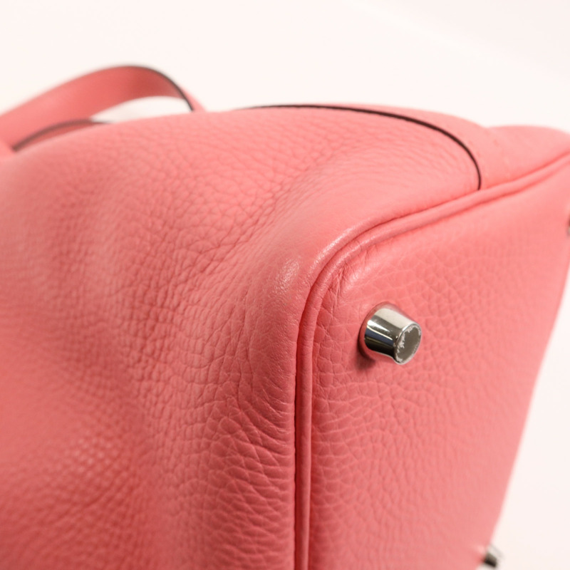 HERMES Clemence皮革Picotin PM手挽袋Rose Lipstick-14