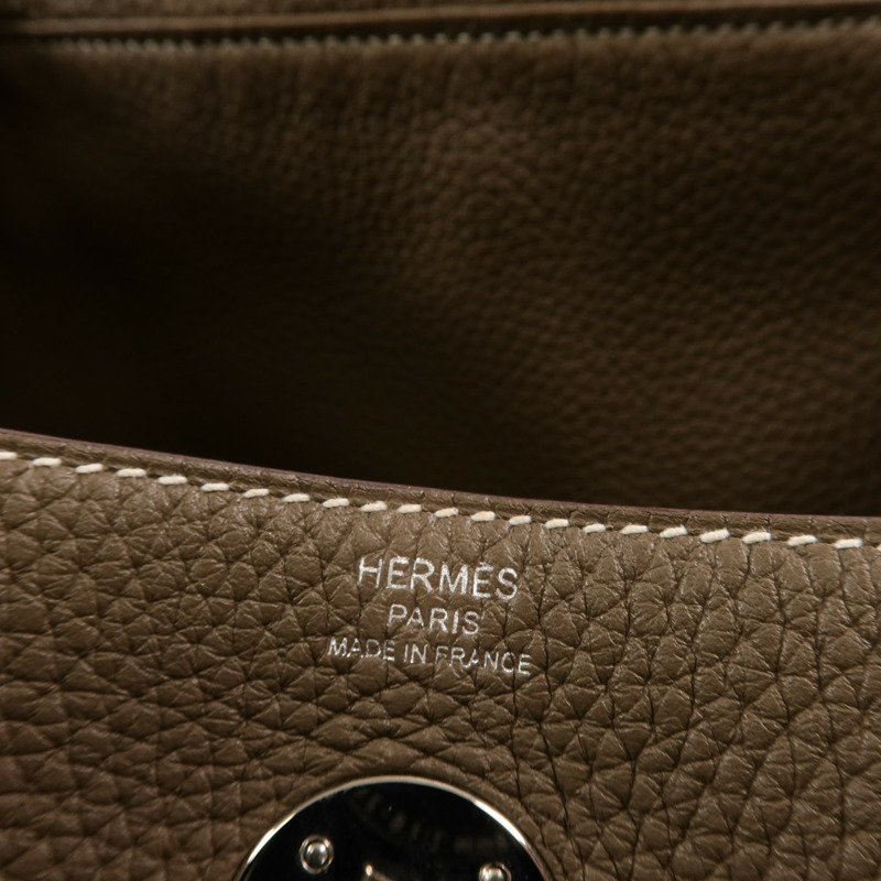 HERMES Clemence皮革Lindy 26手挽肩背兩用袋Etoupe-5