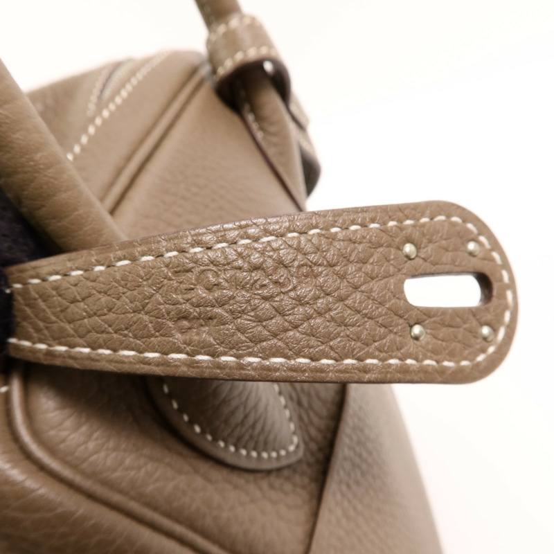 HERMES Clemence皮革Lindy 26手挽肩背兩用袋Etoupe-6