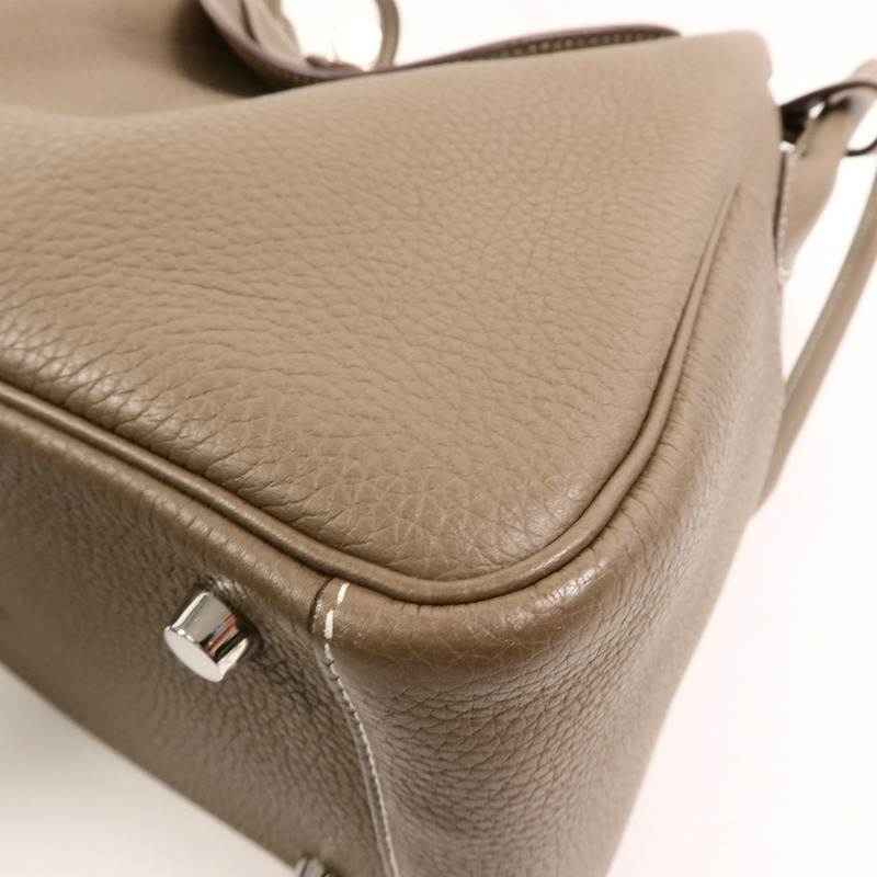 HERMES Clemence皮革Lindy 26手挽肩背兩用袋Etoupe-10