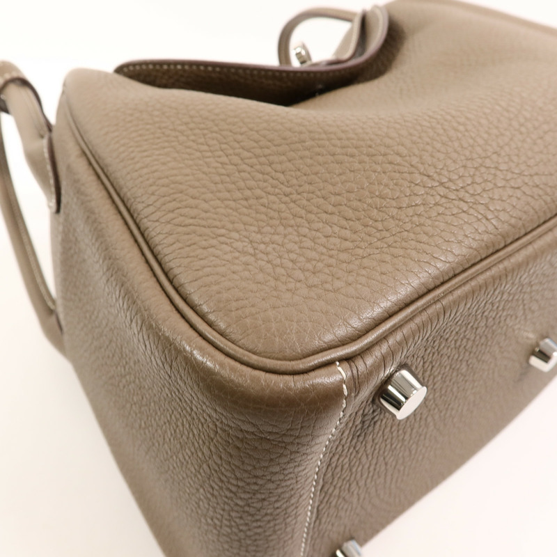HERMES Clemence皮革Lindy 26手挽肩背兩用袋Etoupe-11