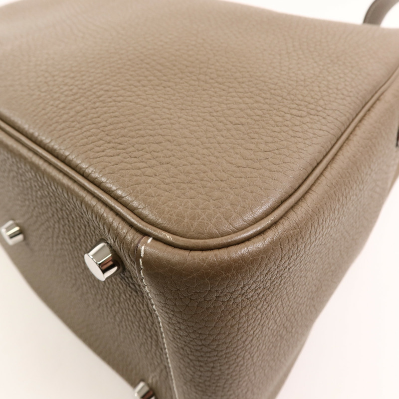 HERMES Clemence皮革Lindy 26手挽肩背兩用袋Etoupe-12