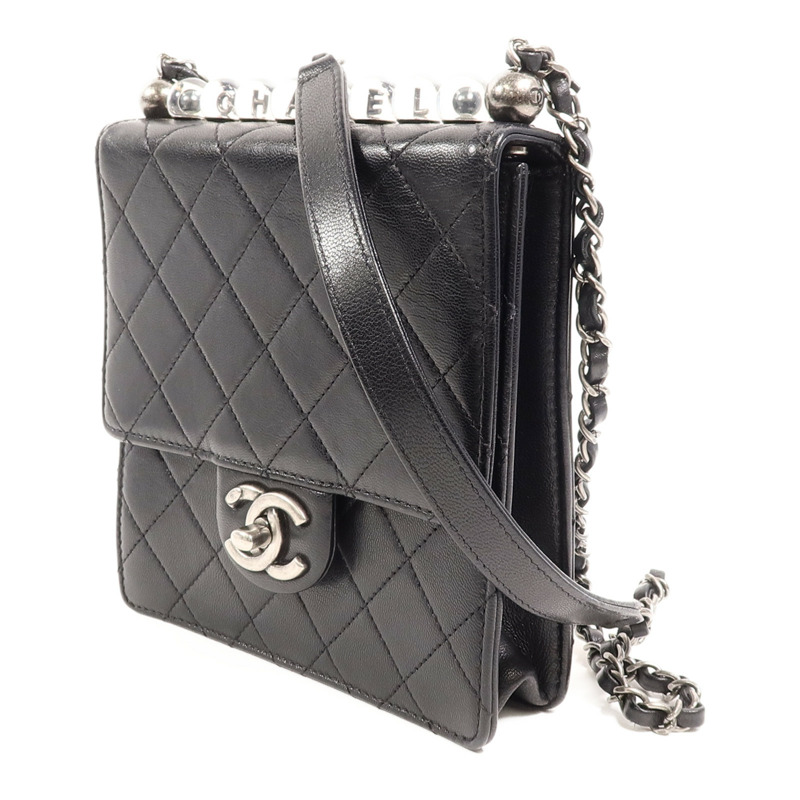 CHANEL 牛皮皮革Matelasse Pearl Chain Bag鏈帶肩背袋-2