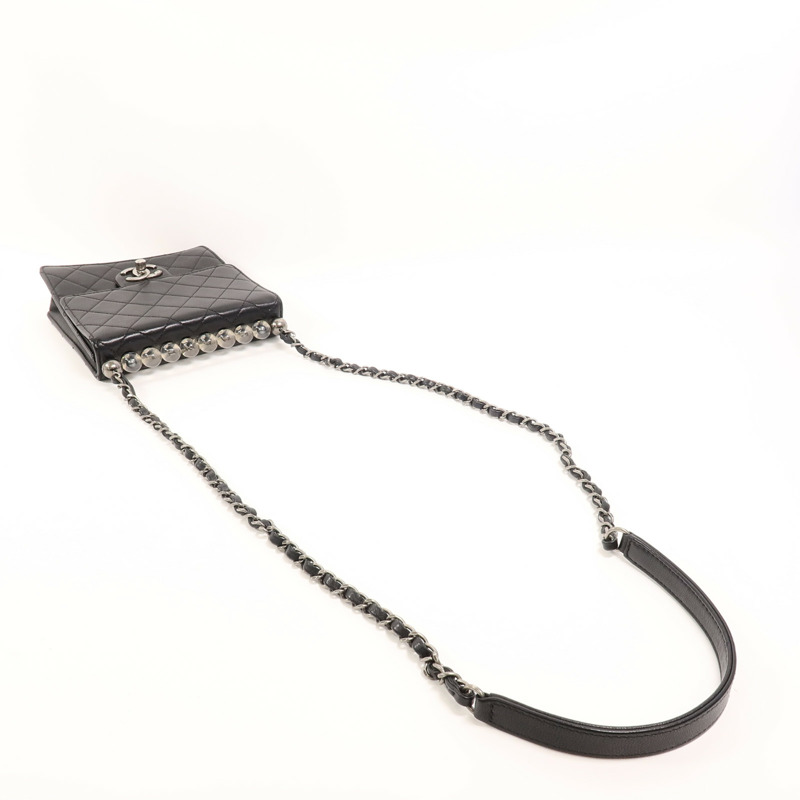 CHANEL 牛皮皮革Matelasse Pearl Chain Bag鏈帶肩背袋-7