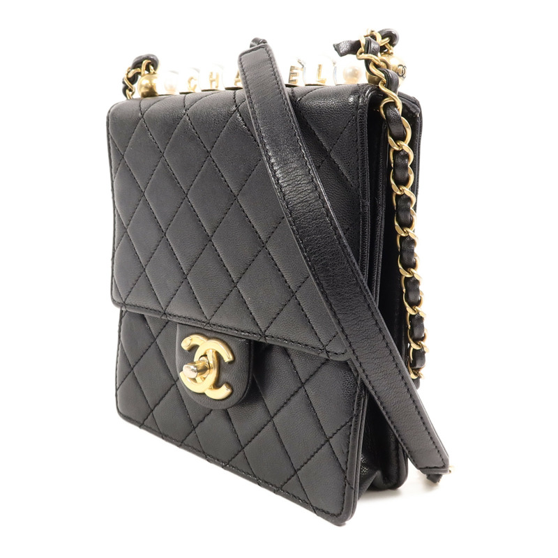 CHANEL 牛皮皮革Matelasse Pearl Chain Bag鏈帶肩背袋-2