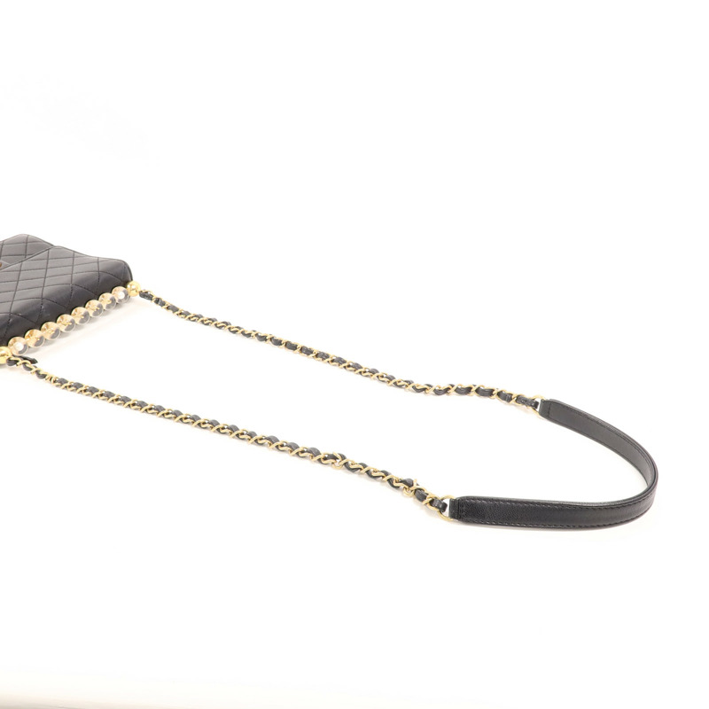 CHANEL 牛皮皮革Matelasse Pearl Chain Bag鏈帶肩背袋-7