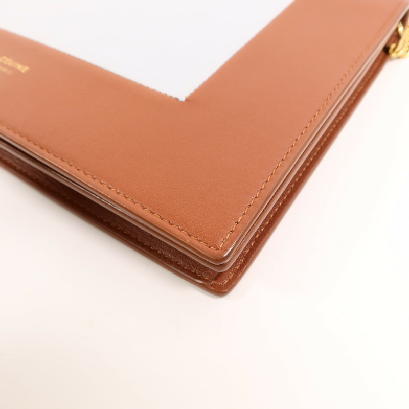 CELINE 牛皮皮革Frame Wallet On Chain鏈帶肩背袋-11