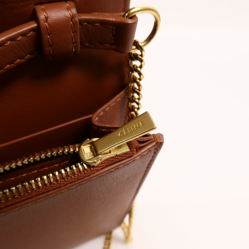 CELINE 牛皮皮革Frame Wallet On Chain鏈帶肩背袋-16