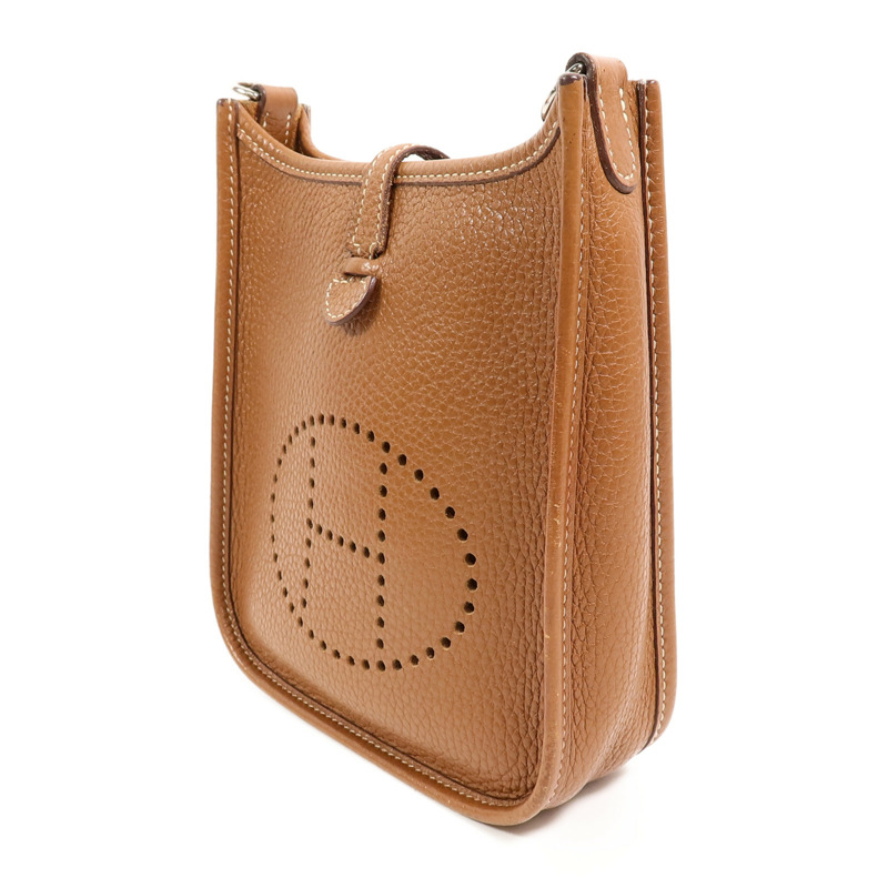 HERMES Clemence皮革Evelyne TPM肩背袋Gold-2