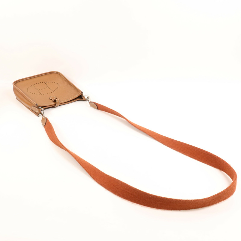 HERMES Clemence皮革Evelyne TPM肩背袋Gold-7
