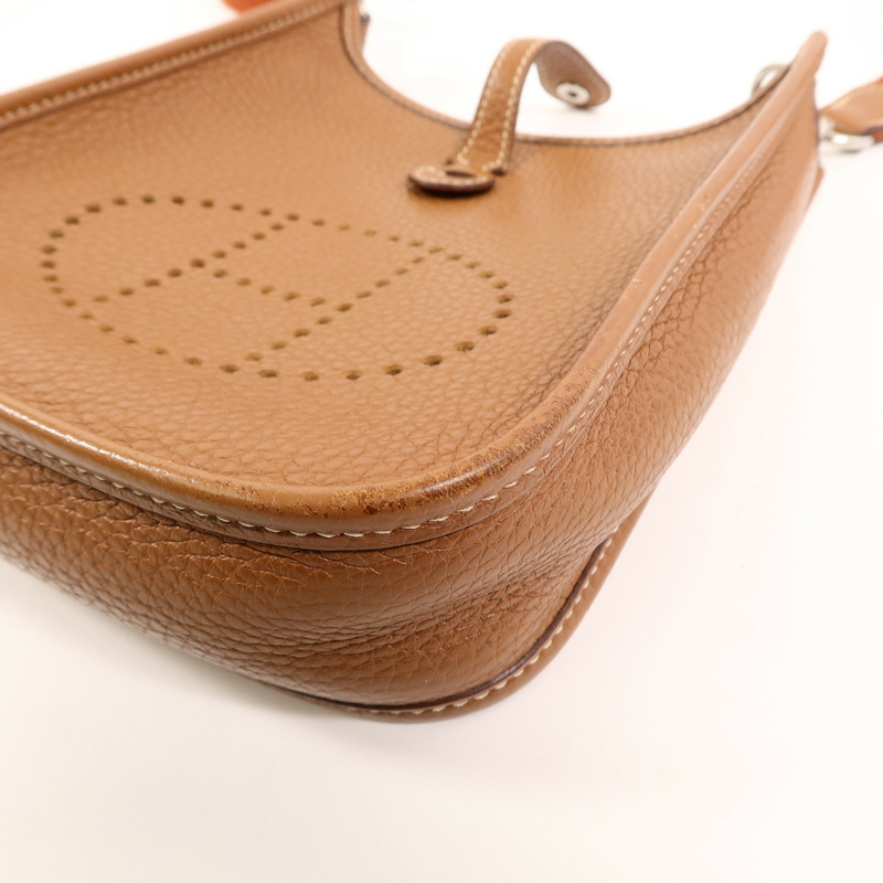 HERMES Clemence皮革Evelyne TPM肩背袋Gold-14