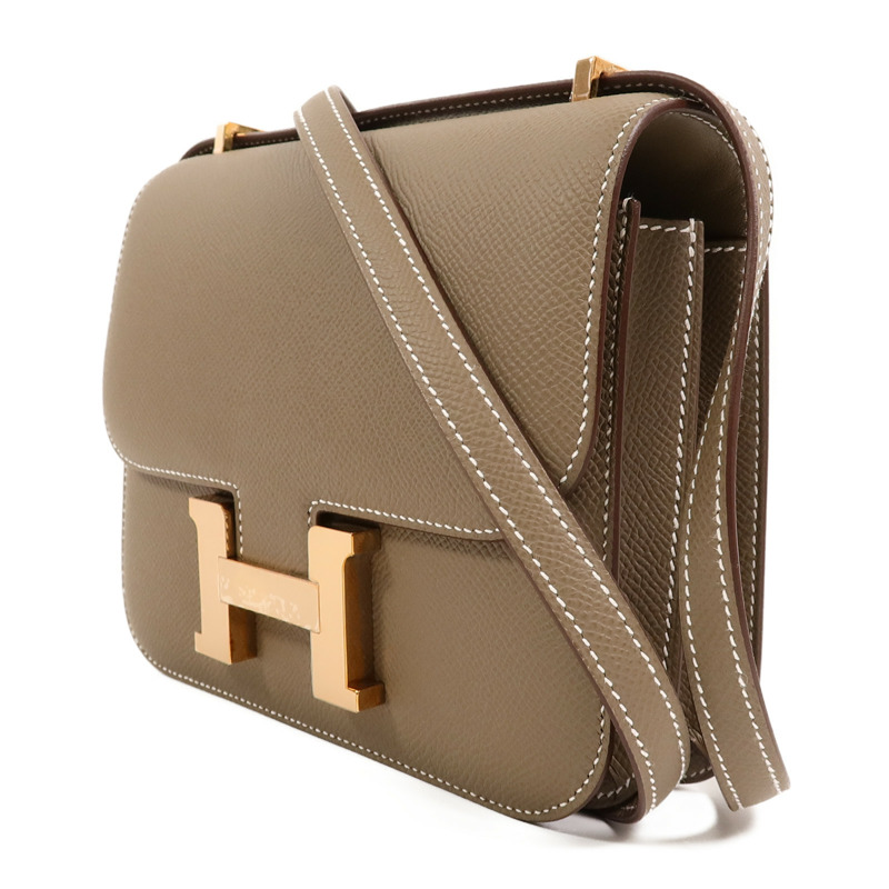 HERMES Epsom皮革Constance Mini肩背袋Etoupe-2