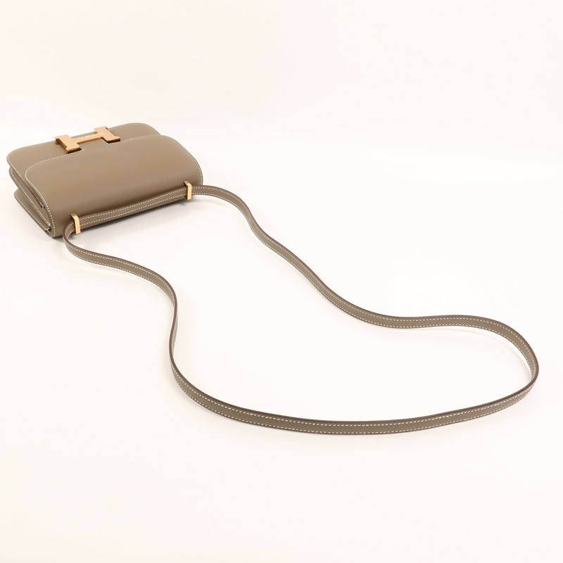 HERMES Epsom皮革Constance Mini肩背袋Etoupe-7