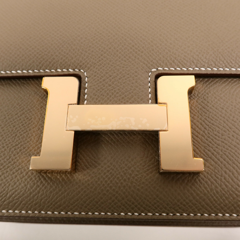 HERMES Epsom皮革Constance Mini肩背袋Etoupe-9