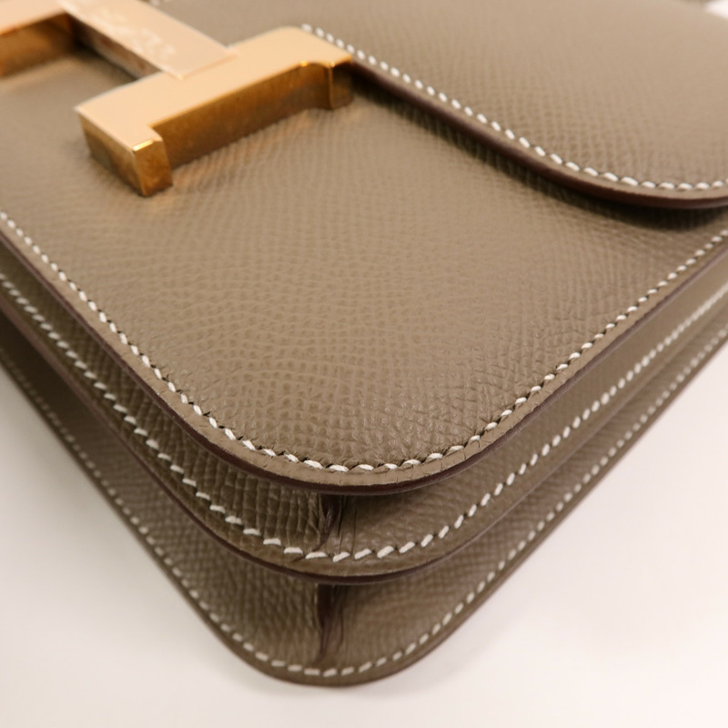 HERMES Epsom皮革Constance Mini肩背袋Etoupe-12