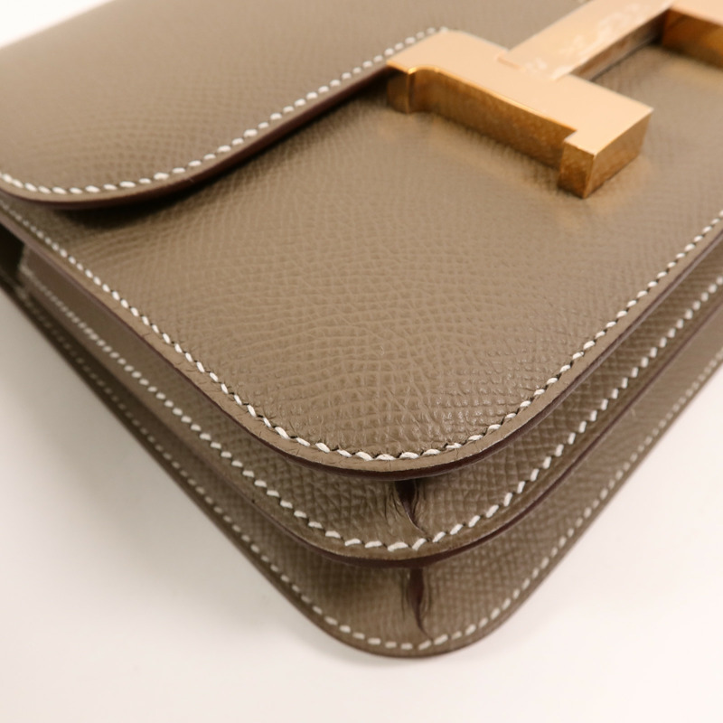 HERMES Epsom皮革Constance Mini肩背袋Etoupe-13