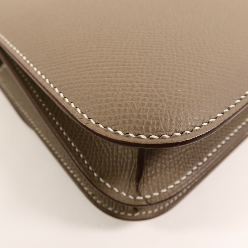 HERMES Epsom皮革Constance Mini肩背袋Etoupe-15