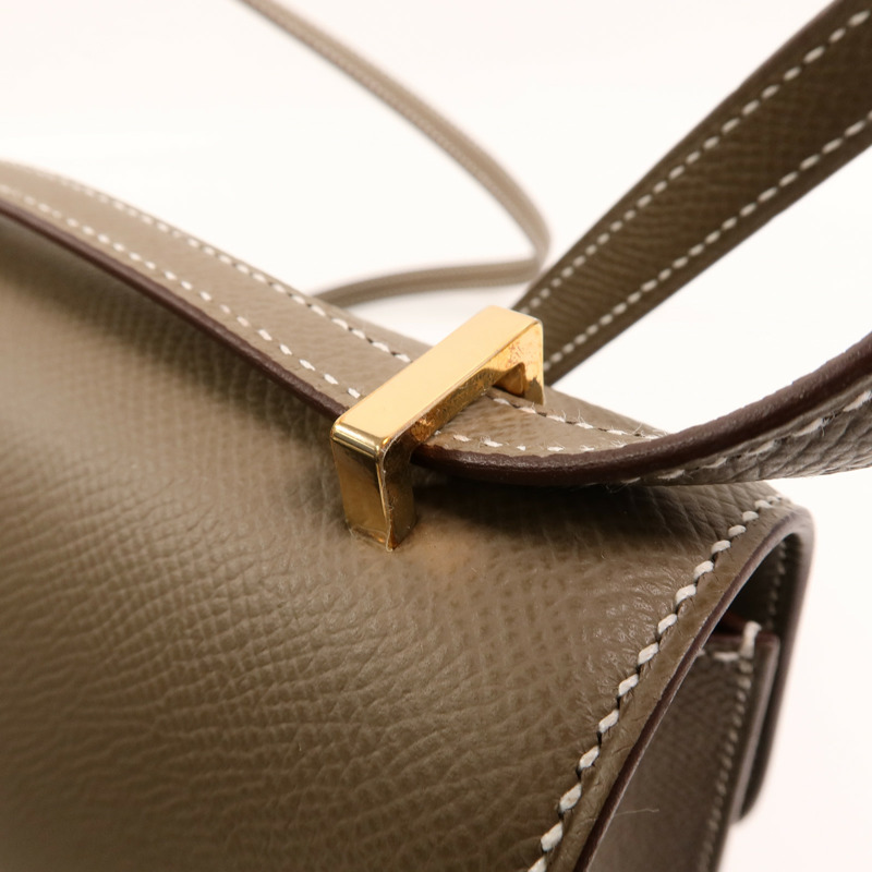 HERMES Epsom皮革Constance Mini肩背袋Etoupe-16