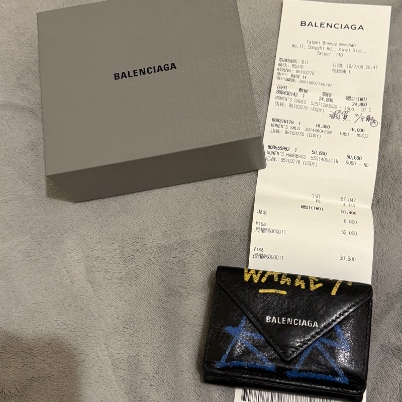 BALENCIAGA 三折短夾 塗鴉限量款 個性配件 小包必備短夾( ˆ͈̑꒳ˆ͈̑ )੭♡-9