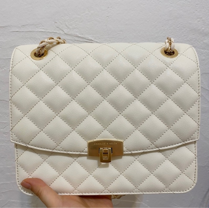 CHARLES＆KEITH 菱格鏈條包 手提包 側背包 方包-5