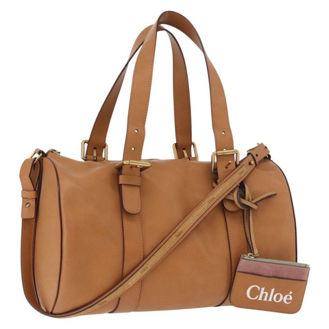 Chloe Sam 迷你波士頓包 皮革 兩用 米色 金色 正品 am11584A