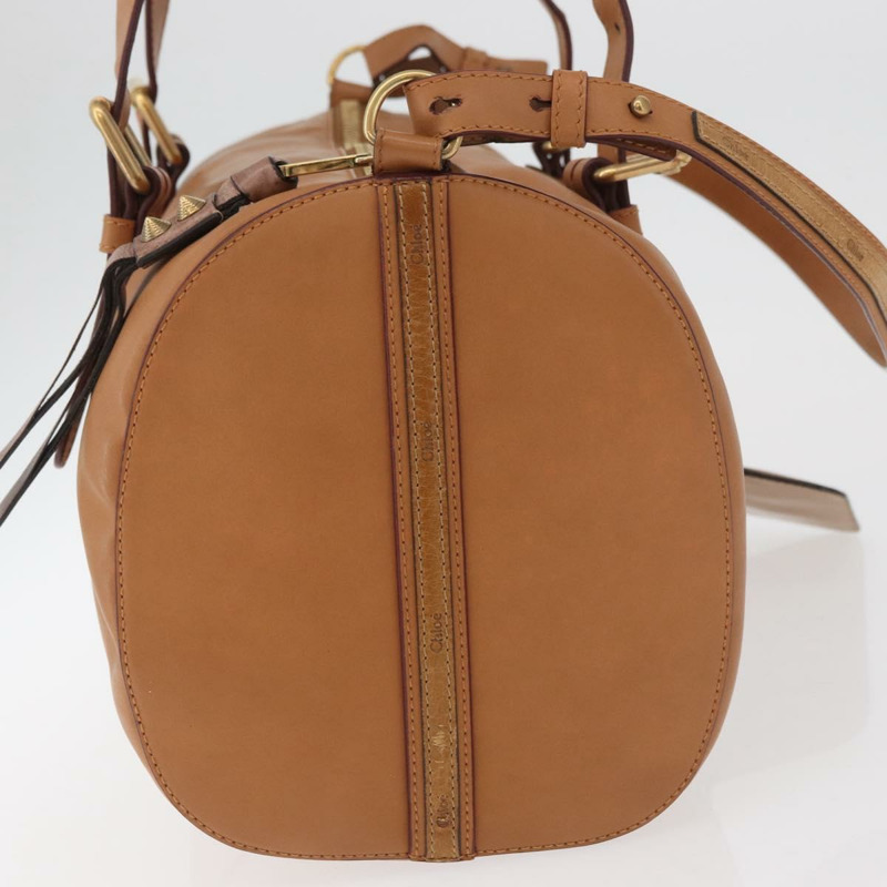 【日本直送】Chloe Sam 迷你波士頓包 皮革 兩用 米色 金色 正品 am11584A-3