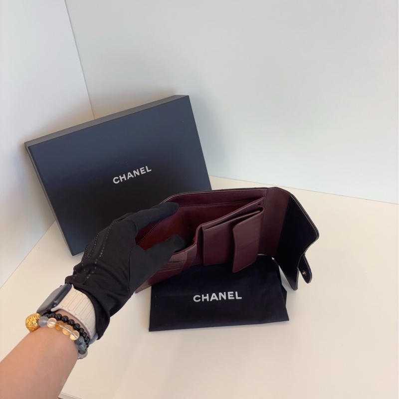 Chanel 香奈儿 黑银鱼子酱经典CF长钱包 尺寸18*11-5