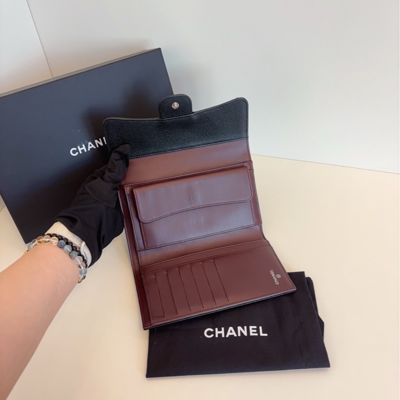 Chanel 香奈儿 黑银鱼子酱经典CF长钱包 尺寸18*11-9