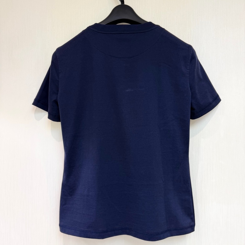 Hermes Micro Canoe T-Shirt Navy Blue 100% Cotton XB533-5