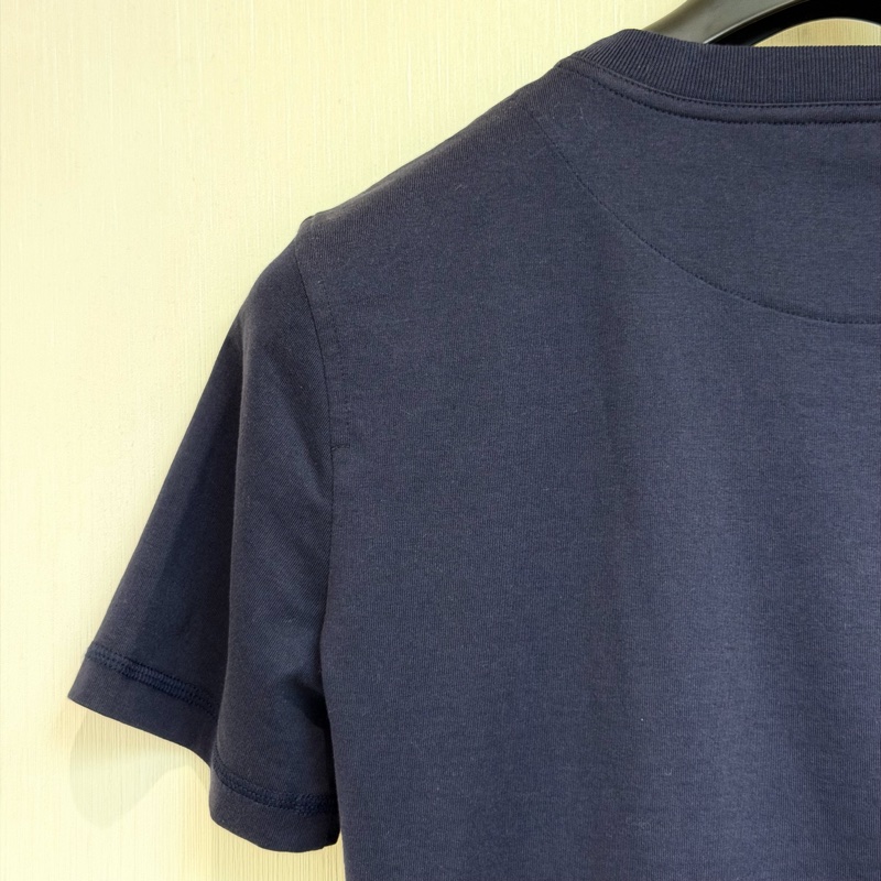Hermes Micro Canoe T-Shirt Navy Blue 100% Cotton XB533-6