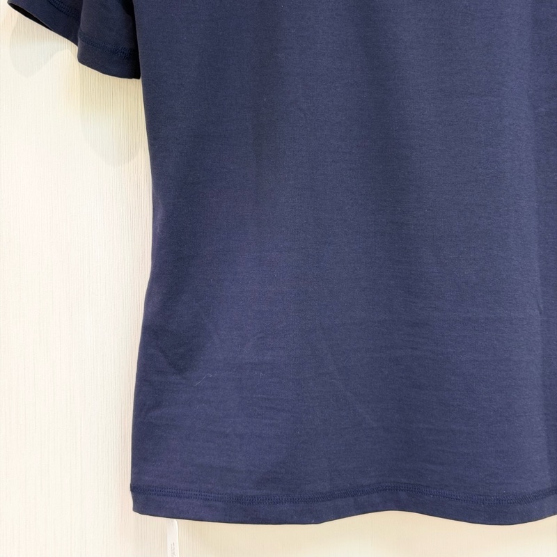 Hermes Micro Canoe T-Shirt Navy Blue 100% Cotton XB533-8