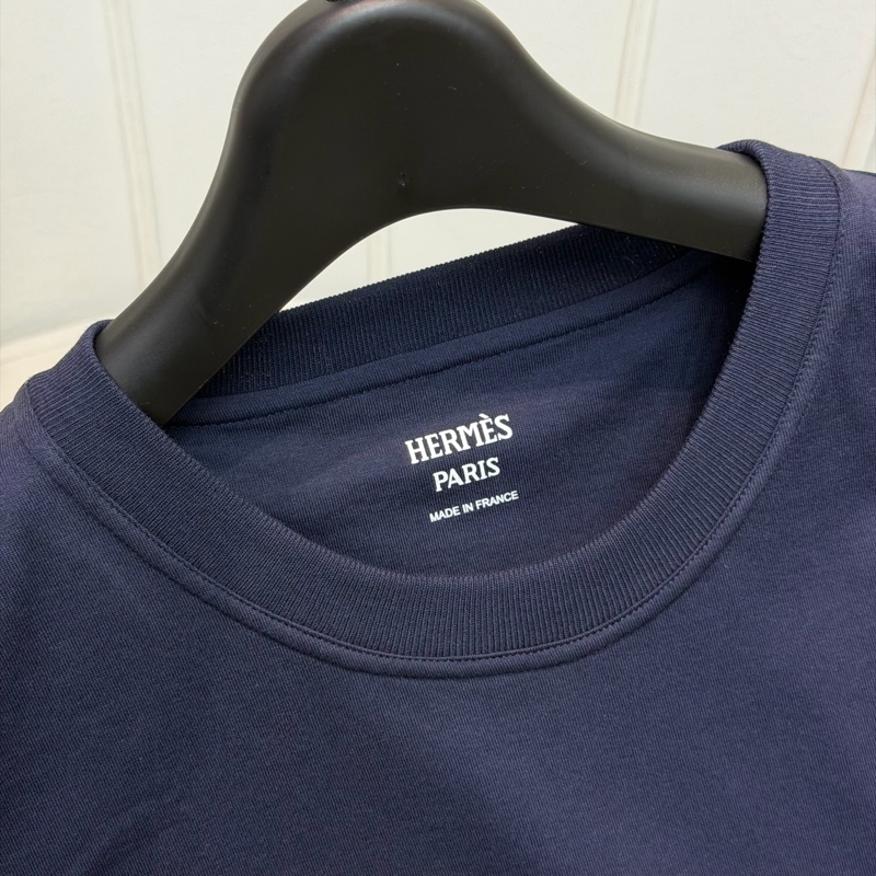 Hermes Micro Canoe T-Shirt Navy Blue 100% Cotton XB533-10