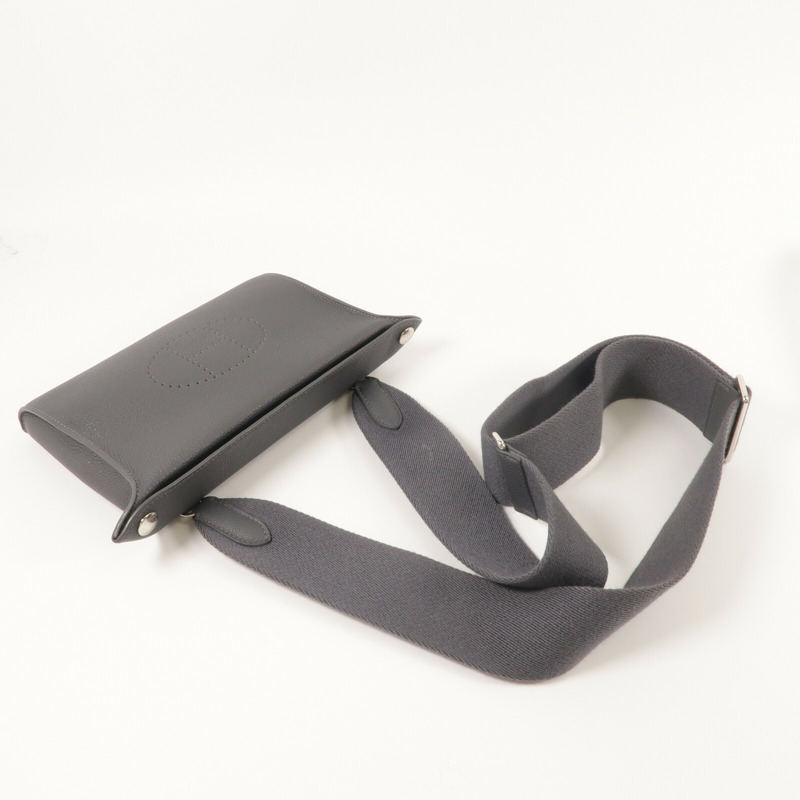 HERMES Togo皮革Videpoches肩背袋Gris Misty-9