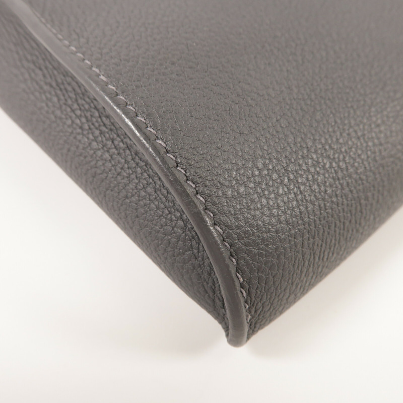 HERMES Togo皮革Videpoches肩背袋Gris Misty-10