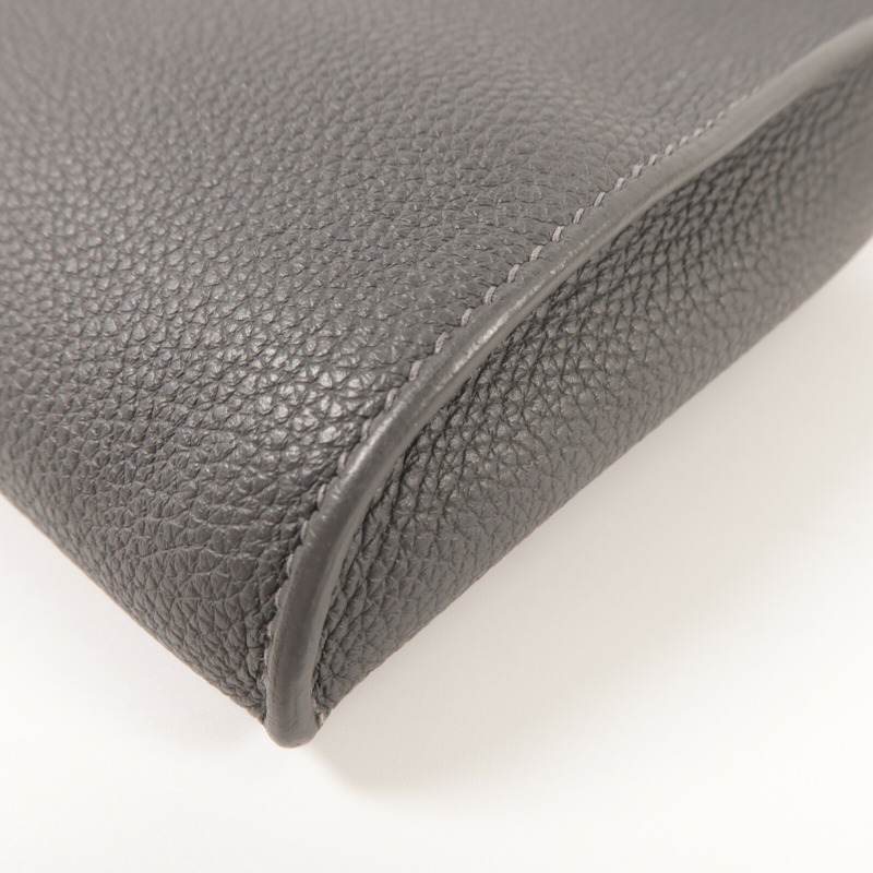 HERMES Togo皮革Videpoches肩背袋Gris Misty-11