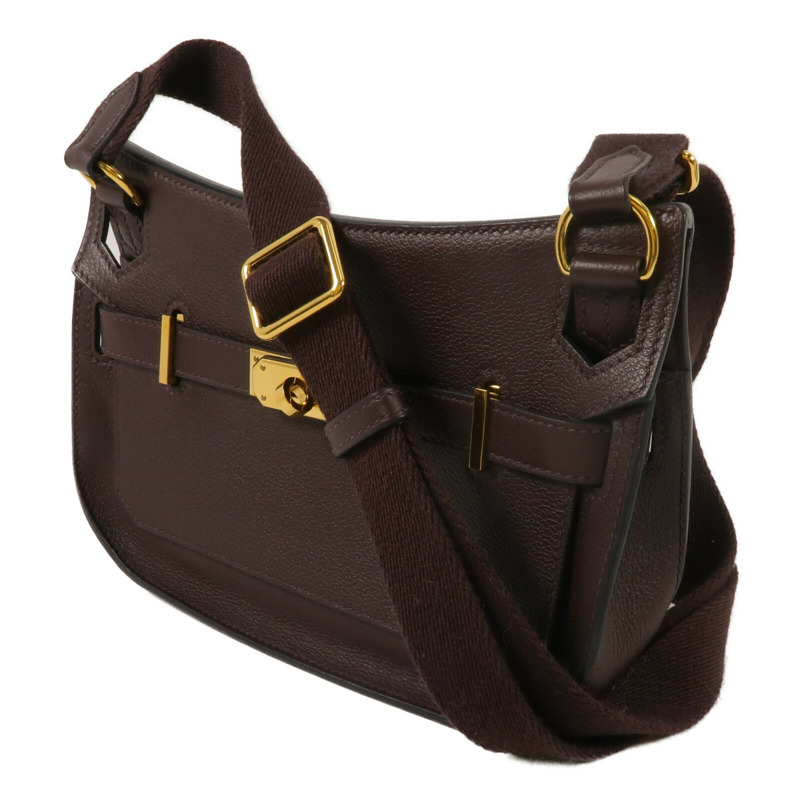 HERMES Evercolor皮革Mini Jypsiere肩背袋Chocolate-1
